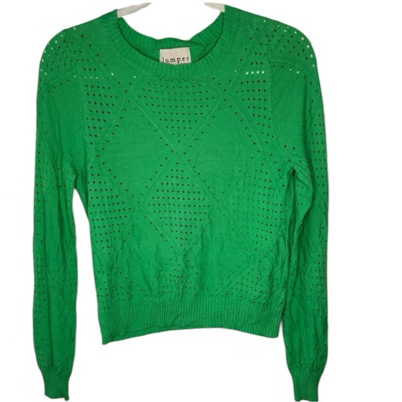 Jumper 1234 Green Diamond Pattern Long Sleeve Chic Coloful Statement Layering - Picture 3 of 6
